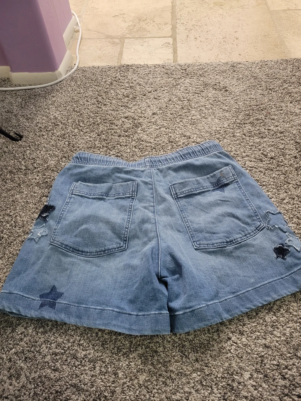 Pilcro S Light Blue Star Appliqué Denim Shorts - Picture 3 of 12
